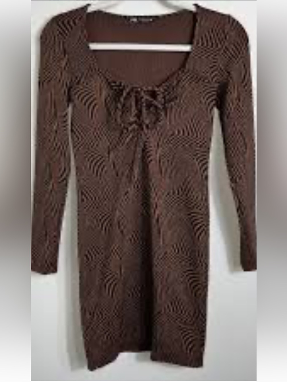 Zara Brown & Black Abstract Tie-Waist Mini dress NWT